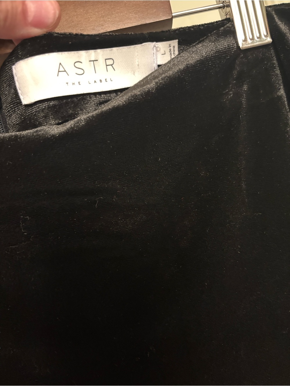 Astr Black Velvet Midi Slip Skirt A- Line MSRP $67 NWOT Lg - Picture 3 of 4